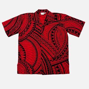 Makani Tribal Print Red/Black Hawaiian Shirt Size Small